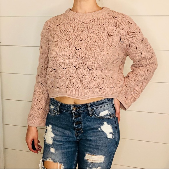 Knit Cropped Bell Sleeve Sweater - Picture 3 of 8